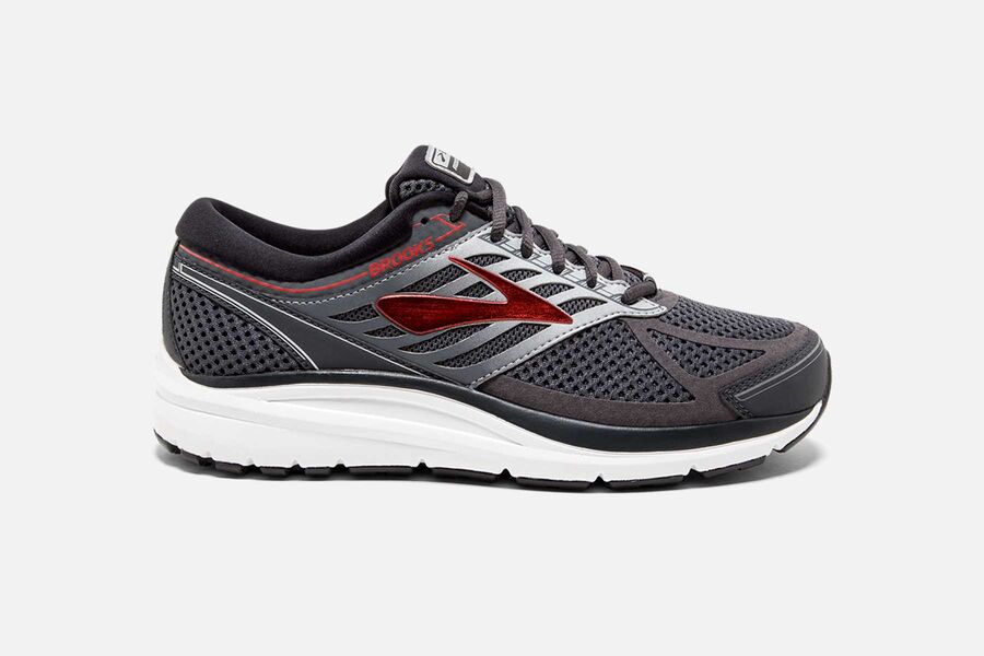 Brooks Men's Addiction 13 Road Running Shoes Grey/Silver/Red GFNP-48092